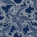 Vector seamless pattern with sea stars. Abstract decorative illustration. Royalty Free Stock Photo